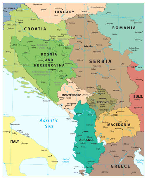 Central Balkan Region Map. Vector illustration.