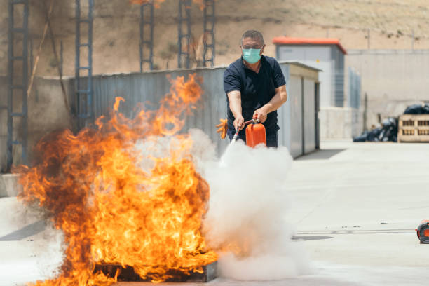 People in the extinguisher training program