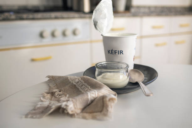Organic yogurt in glass jar